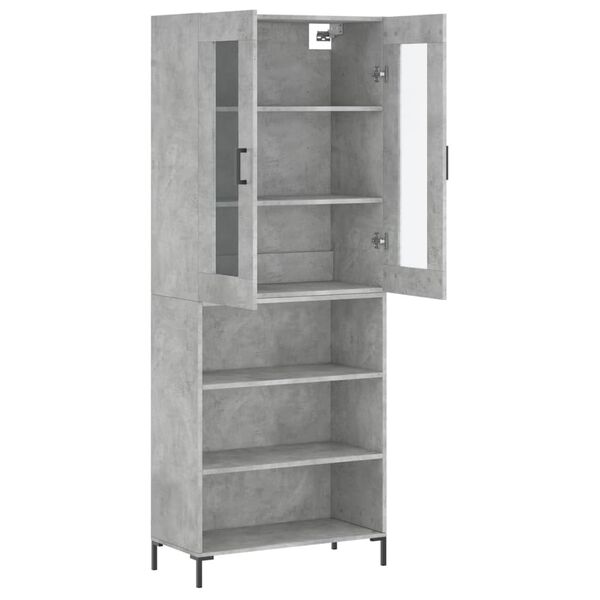 vidaXL Buffet haut Gris b&eacute;ton 69,5x34x180 cm Bois d'ing&eacute;nierie