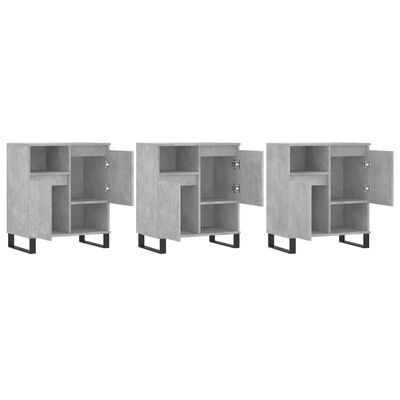 vidaXL Buffets 3 pcs gris béton bois d'ingénierie