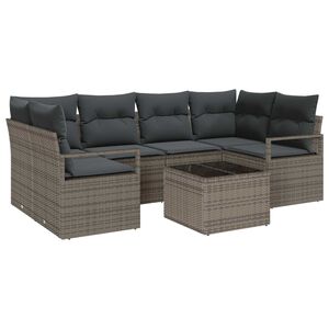 vidaXL Ensemble de canap&eacute; de jardin avec coussin 7 pcs Gris