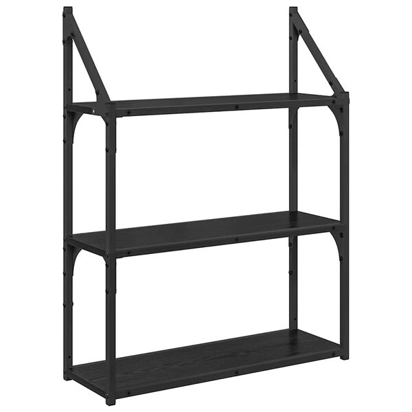 vidaXL &Eacute;tag&egrave;re Murale Ch&ecirc;ne noir 60 x 21 x 78,5 cm Bois d'ing&eacute;nierie
