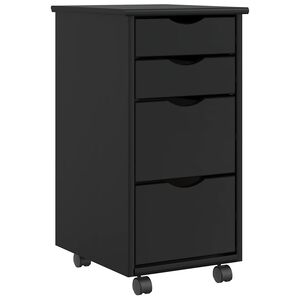 vidaXL Armoire roulante avec tiroirs MOSS noir bois de pin solide