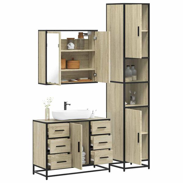 vidaXL Ensemble de meubles de salle de bain 3 pcs ch&ecirc;ne sonoma