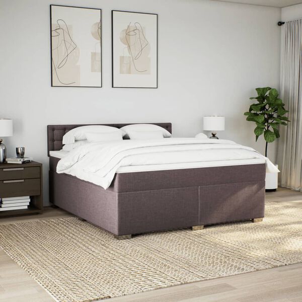 vidaXL Sommier &agrave; lattes de lit avec matelas Marron fonc&eacute; 180x200 cm