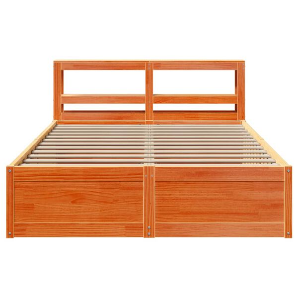 vidaXL Cadre de lit et t&ecirc;te de lit cire marron 140x200 cm bois de pin