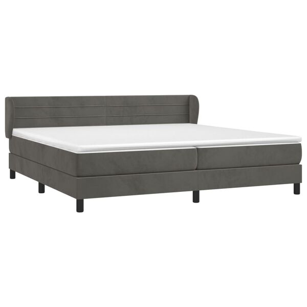 vidaXL Sommier &agrave; lattes de lit et matelas Gris fonc&eacute; 200x200cm Velours