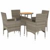 vidaXL Ensemble &agrave; manger de jardin et coussins 5 pcs gris rotin acacia