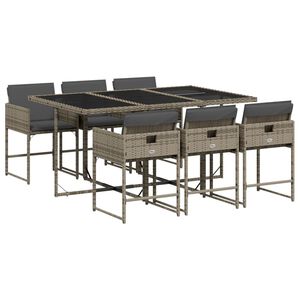 vidaXL Ensemble &agrave; manger de jardin et coussins 7 pcs gris rotin
