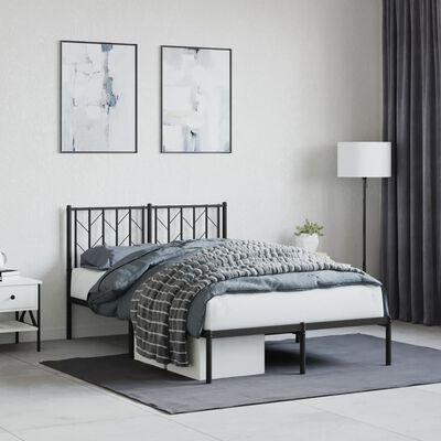 vidaXL Cadre de lit métal sans matelas avec tête de lit noir 120x190cm