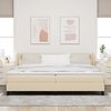 vidaXL Lit &agrave; ressorts avec matelas Cr&egrave;me 200 x 200 cm tissu