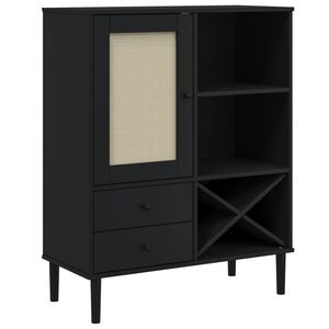 vidaXL Buffet SENJA aspect rotin noir 90x40x112cm bois massif de pin