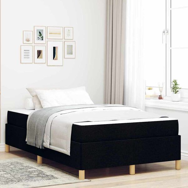 vidaXL Cadre de lit avec matelas Noir 120 x 190 cm tissu