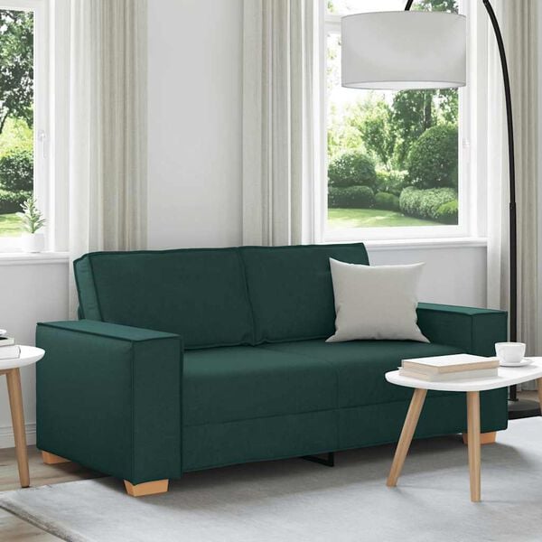 vidaXL Canapé 2 places Vert foncé 140 cm Tissu