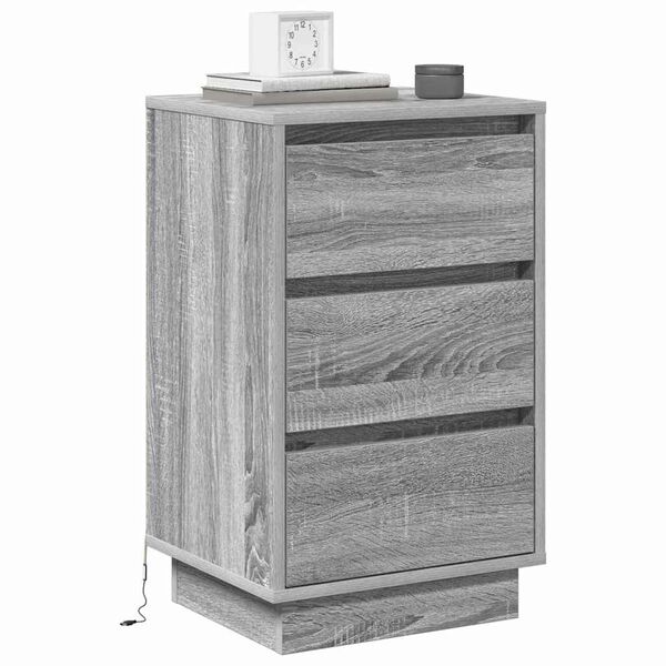 vidaXL Cabinet de chevet Gris 39 x 34,5 x 65 cm Bois d'ingénierie