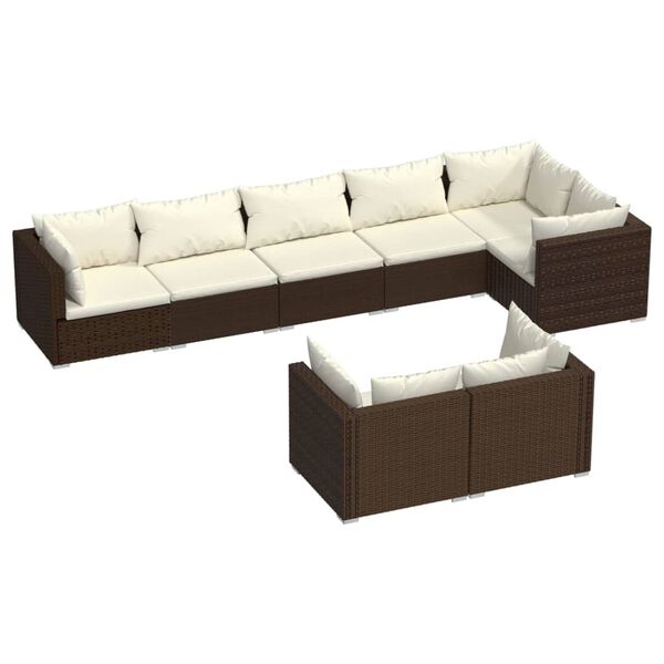vidaXL Salon de jardin avec coussins 8 pcs marron r&eacute;sine tress&eacute;e