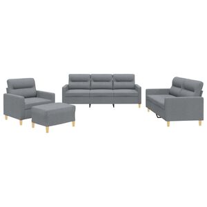 vidaXL Ensemble de canap&eacute;s 4 pcs avec coussins Gris clair Tissu
