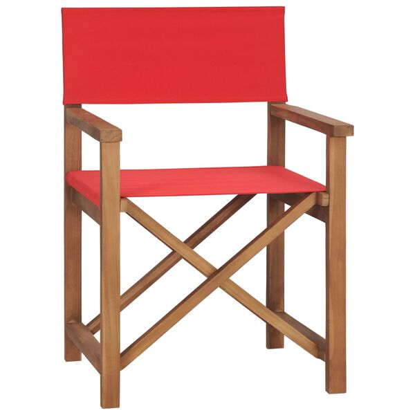 vidaXL Chaises de metteur en sc&egrave;ne lot de 2 Bois de teck massif Rouge