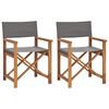 vidaXL Chaises de metteur en sc&egrave;ne lot de 2 Bois de teck massif Gris