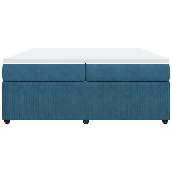 vidaXL Sommier &agrave; lattes de lit et matelas Bleu fonc&eacute; 200x200cm Velours