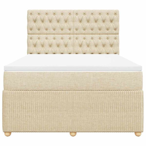 vidaXL Sommier &agrave; lattes de lit avec matelas Cr&egrave;me 140x190 cm Tissu