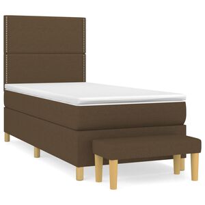 vidaXL Sommier &agrave; lattes de lit avec matelas Marron fonc&eacute; 90x190 cm