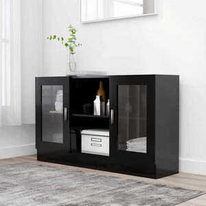 vidaXL Armoire &agrave; vitrine Noir 120x30,5x70 cm Bois d'ing&eacute;nierie