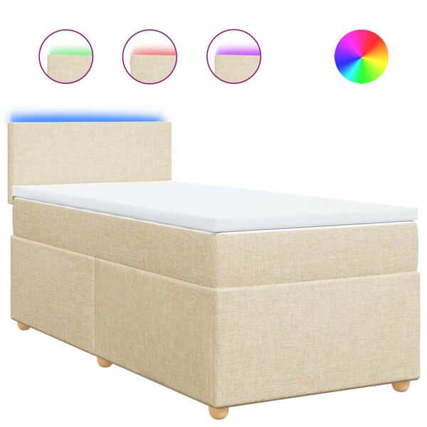vidaXL Sommier &agrave; lattes de lit avec matelas Cr&egrave;me 80x200 cm Tissu