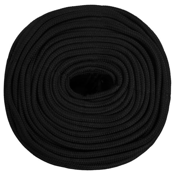 vidaXL Corde de travail Noir 10 mm 100 m Polyester
