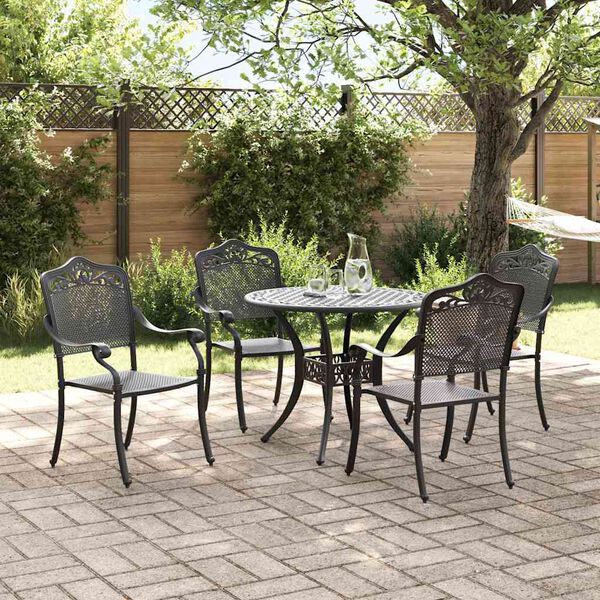 vidaXL Ensemble de salle &agrave; manger pour jardin 5 pcs Noir