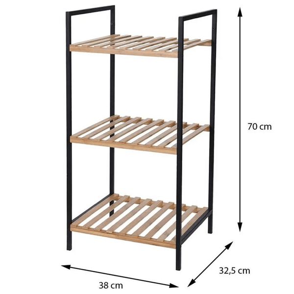 Bathroom Solutions Support de rangement et 3 &eacute;tag&egrave;res Bambou et acier