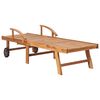 vidaXL Chaise longue avec coussin taupe Bois de teck solide