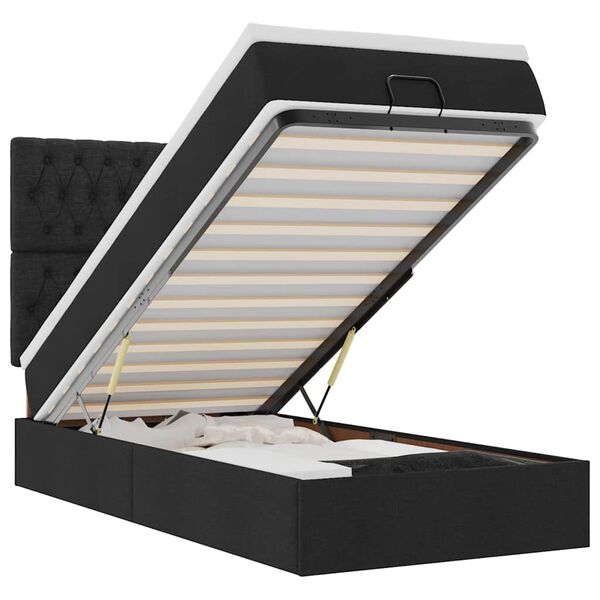 vidaXL Lit ottoman avec matelas et LED noir 80x200cm tissu
