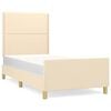 vidaXL Cadre de lit sans matelas cr&egrave;me 90x190 cm tissu