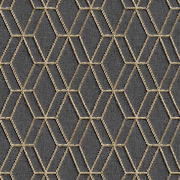 DUTCH WALLCOVERINGS Papier peint avec motif hexagonal Noir et dor&eacute;