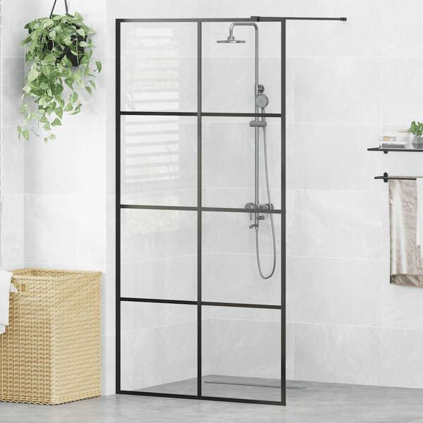 vidaXL Paroi de douche avec verre ESG transparent 100x195 cm Noir