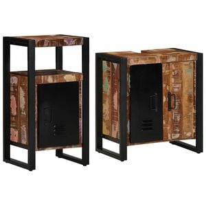 vidaXL Ensemble de mobilier de salle de bain 2 pc Multicolore et noir