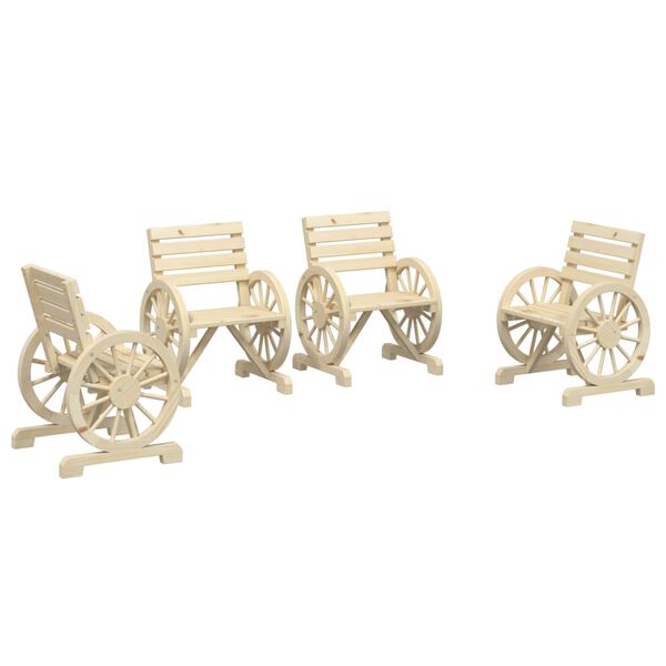 vidaXL Chaises de jardin lot de 4 Bois de sapin massif
