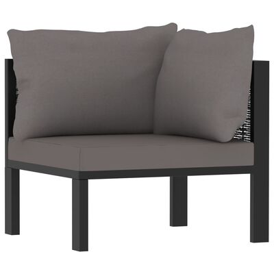 vidaXL Salon de jardin 9 pcs avec coussins Résine tressée Anthracite