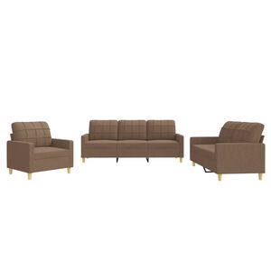 vidaXL Ensemble de canap&eacute;s 3 pcs avec coussins Marron Tissu