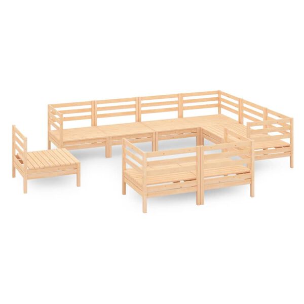 vidaXL Salon de jardin 9 pcs Bois de pin massif