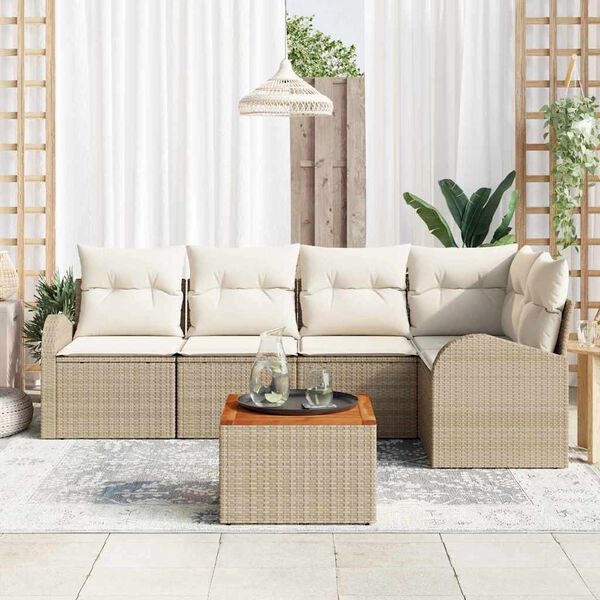 vidaXL Ensemble de canap&eacute; de jardin 6 pcs Beige et blanc