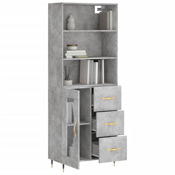 vidaXL Buffet haut Gris b&eacute;ton 69,5x34x180 cm Bois d'ing&eacute;nierie