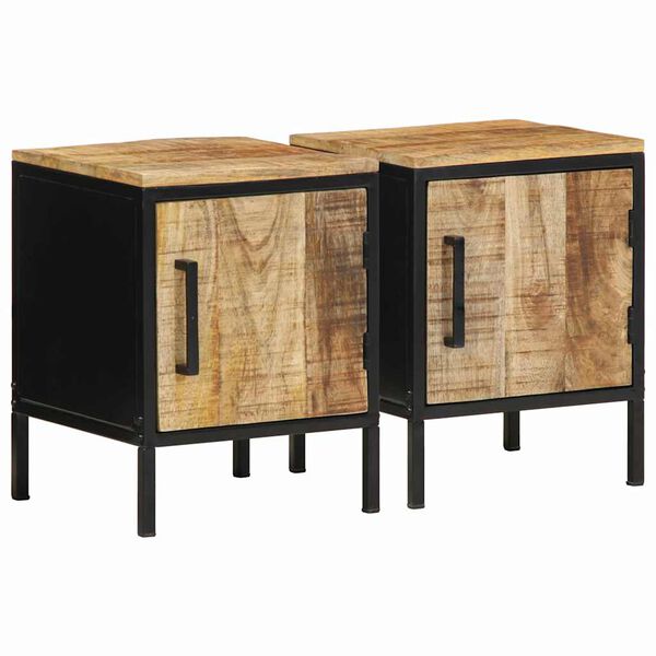 vidaXL Cabinet de chevet 2 pcs Marron et Noir 30 x 30 x 40 cm