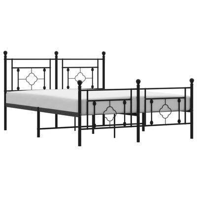 vidaXL Cadre de lit métal sans matelas avec pied de lit noir 140x190cm