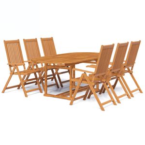 vidaXL Ensemble &agrave; manger d'ext&eacute;rieur 7 pcs Bois d'acacia solide 150-200 cm