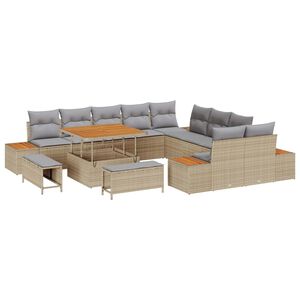 vidaXL Ensemble de canap&eacute; de jardin 13 pcs Beige et Gris clair