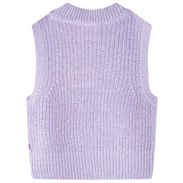Gilet pull-over tricot&eacute; pour enfants lilas clair 128
