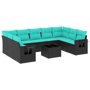 vidaXL Ensemble de canap&eacute; de jardin 10 pcs avec coussins noir r&eacute;sine tress&eacute;e
