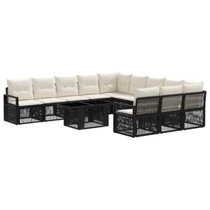 vidaXL Ensemble de canap&eacute; de jardin 12 pc Noir et blanc cr&egrave;me