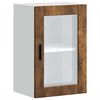 vidaXL Armoire murale de cuisine avec porte en verre Porto ch&ecirc;ne fum&eacute;