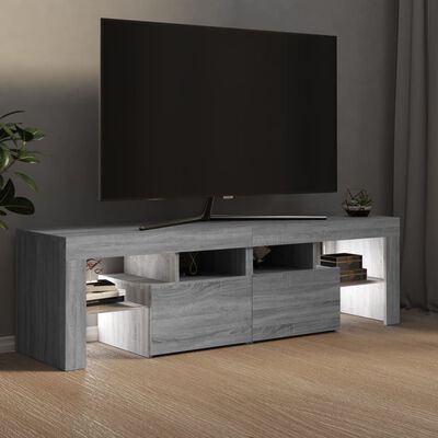 vidaXL Meuble TV avec lumières LED Sonoma gris 140x36,5x40 cm